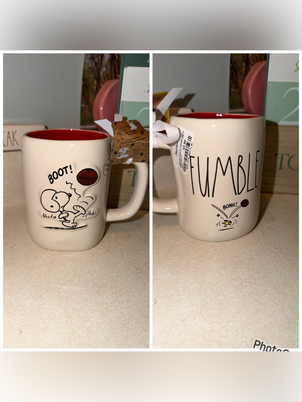 Rae Dunn snoopy fumble football mug